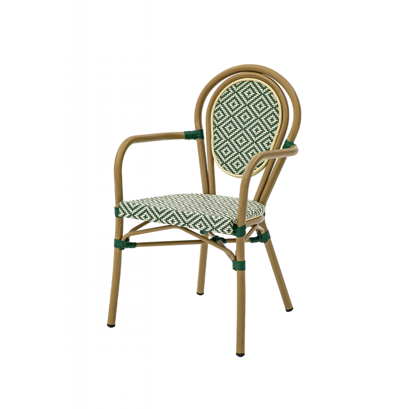 Technorattan Chair RICCARDO ARM Green-White