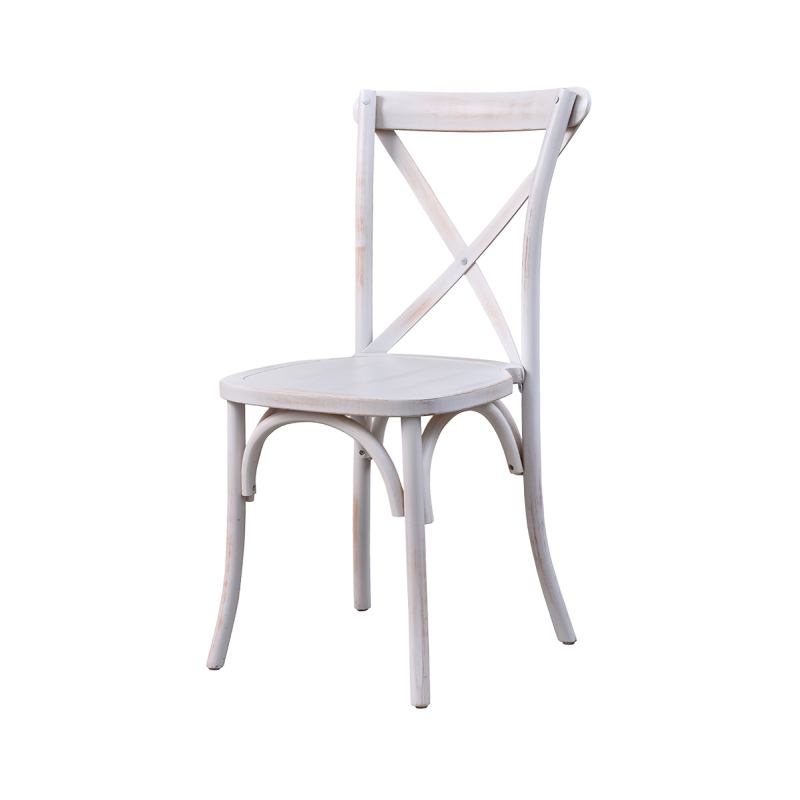 Wooden wedding chair CROSS-BACK WOOD white aged