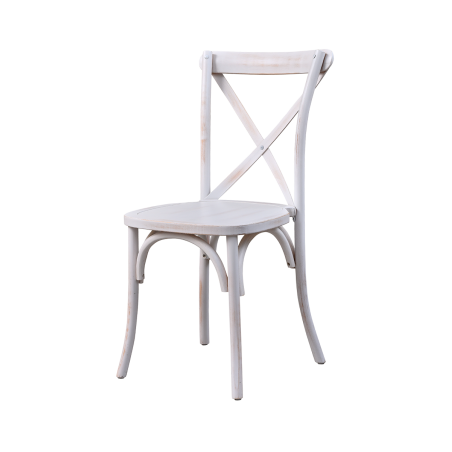 Wooden wedding chair CROSS-BACK WOOD white aged