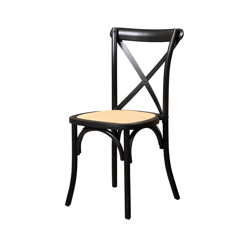 Wooden wedding chair CROSS-BACK WOOD RATTAN black