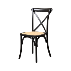 Wooden wedding chair CROSS-BACK WOOD RATTAN black