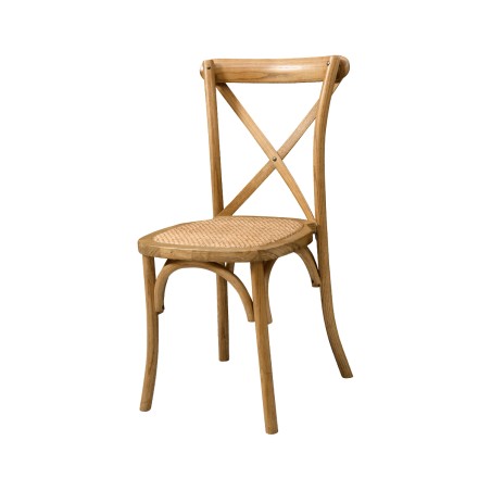 Wooden wedding chair CROSS-BACK WOOD RATTAN bright rustic