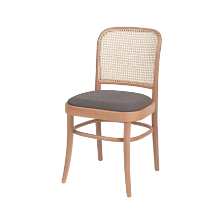 Wooden Restaurant Chair LOOMI 811 Rattan Grey Seat