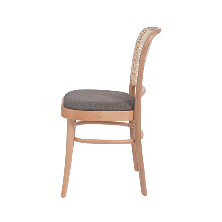Wooden Restaurant Chair LOOMI 811 Rattan Grey Seat