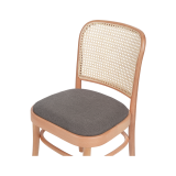 Wooden Restaurant Chair LOOMI 811 Rattan Grey Seat