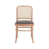 Wooden Restaurant Chair LOOMI 811 Rattan Grey Seat