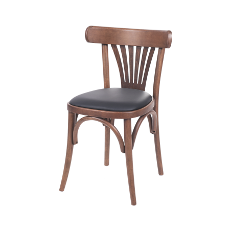Wooden Restaurant Chair LEGEND Black Faux Leather Seat