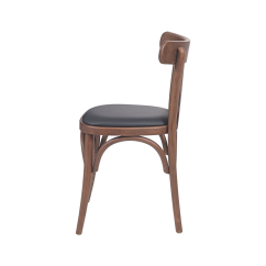 Wooden Restaurant Chair LEGEND Black Faux Leather Seat