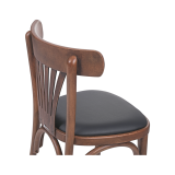 Wooden Restaurant Chair LEGEND Black Faux Leather Seat
