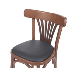 Wooden Restaurant Chair LEGEND Black Faux Leather Seat