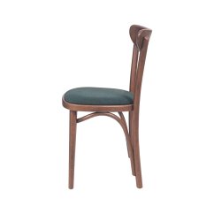 Wooden Restaurant Chair BOOMERANG with Green Seat