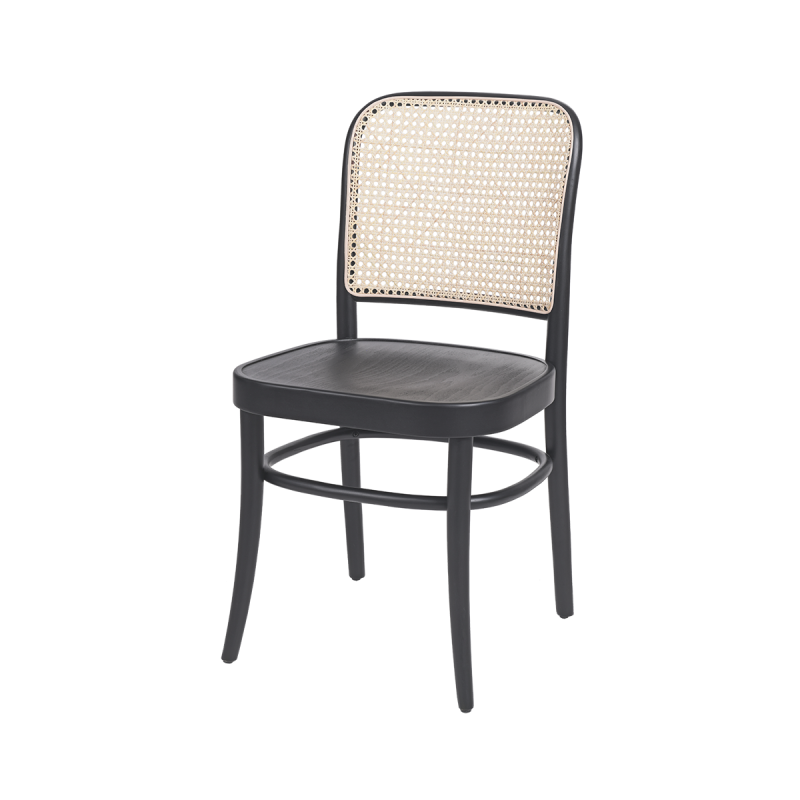 Wooden Restaurant Chair LOOMI 811 Rattan Black