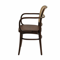 Wooden Restaurant Chair LOOMI 811 ARM Rattan Walnut