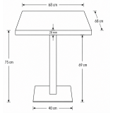Bistro Table OMEGA 68x68 Anthracite with Gold Edging