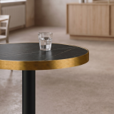 Bistro Table OMEGA R fi 68 Grey Stone with Gold Edging