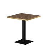 Bistro Table ALFA S 68x68 Walnut with Gold Edging