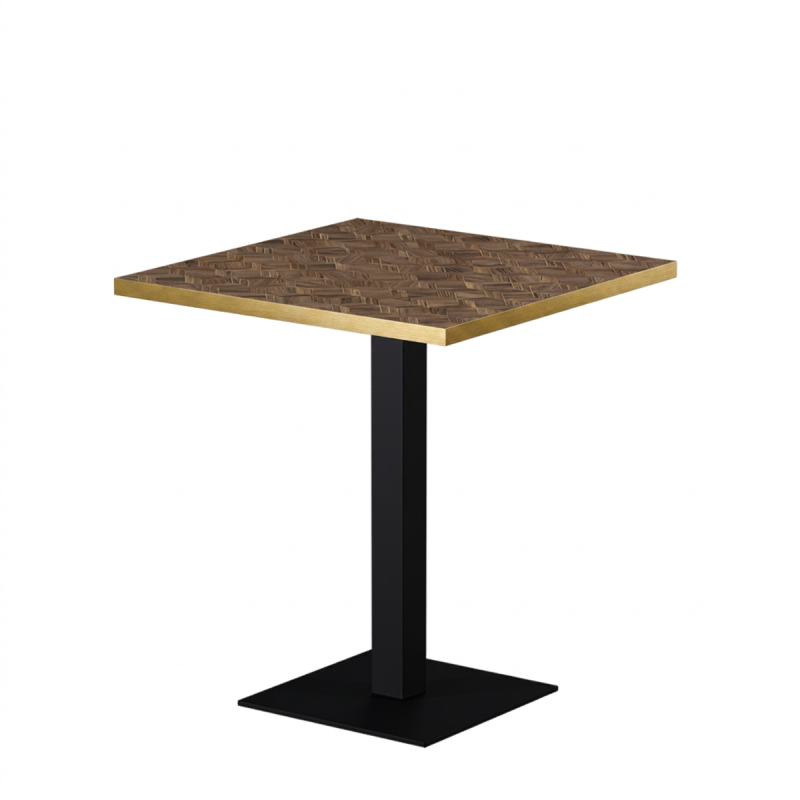 Bistro Table ALFA S 68x68 Walnut with Gold Edging