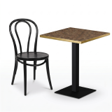 Bistro Table ALFA S 68x68 Walnut with Gold Edging