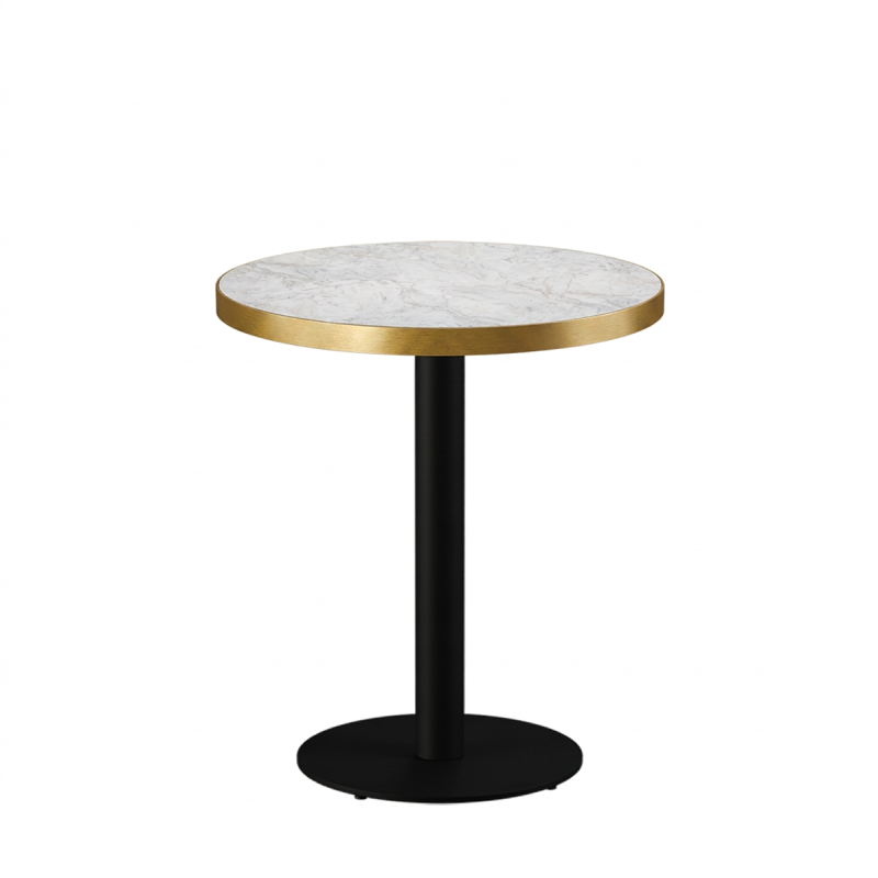Bistro Table ALFA R fi 68 Crema Marble with Gold Edging
