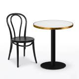 Bistro Table ALFA R fi 68 White with Gold Edging