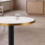 Bistro Table ALFA R fi 68 White with Gold Edging