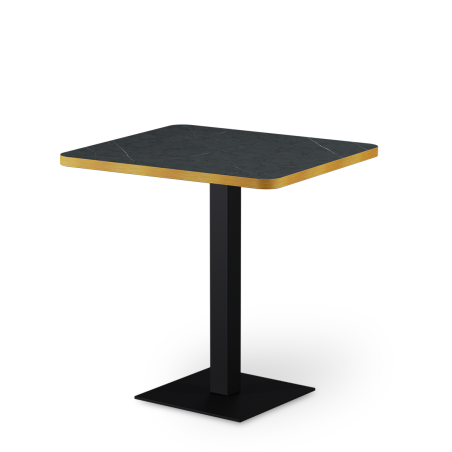 Bistro Table ALFA 68x68 Dry Grey Stone with rounded Gold edging