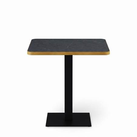 Bistro Table ALFA 68x68 Dry Grey Stone with rounded Gold edging