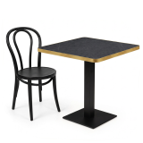 Bistro Table ALFA 68x68 Dry Grey Stone with rounded Gold edging