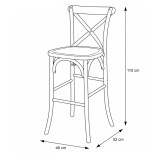 Bar Stool CROSS-BACK WOOD BAR Dark Rustic