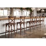 Bar Stool CROSS-BACK WOOD BAR Dark Rustic